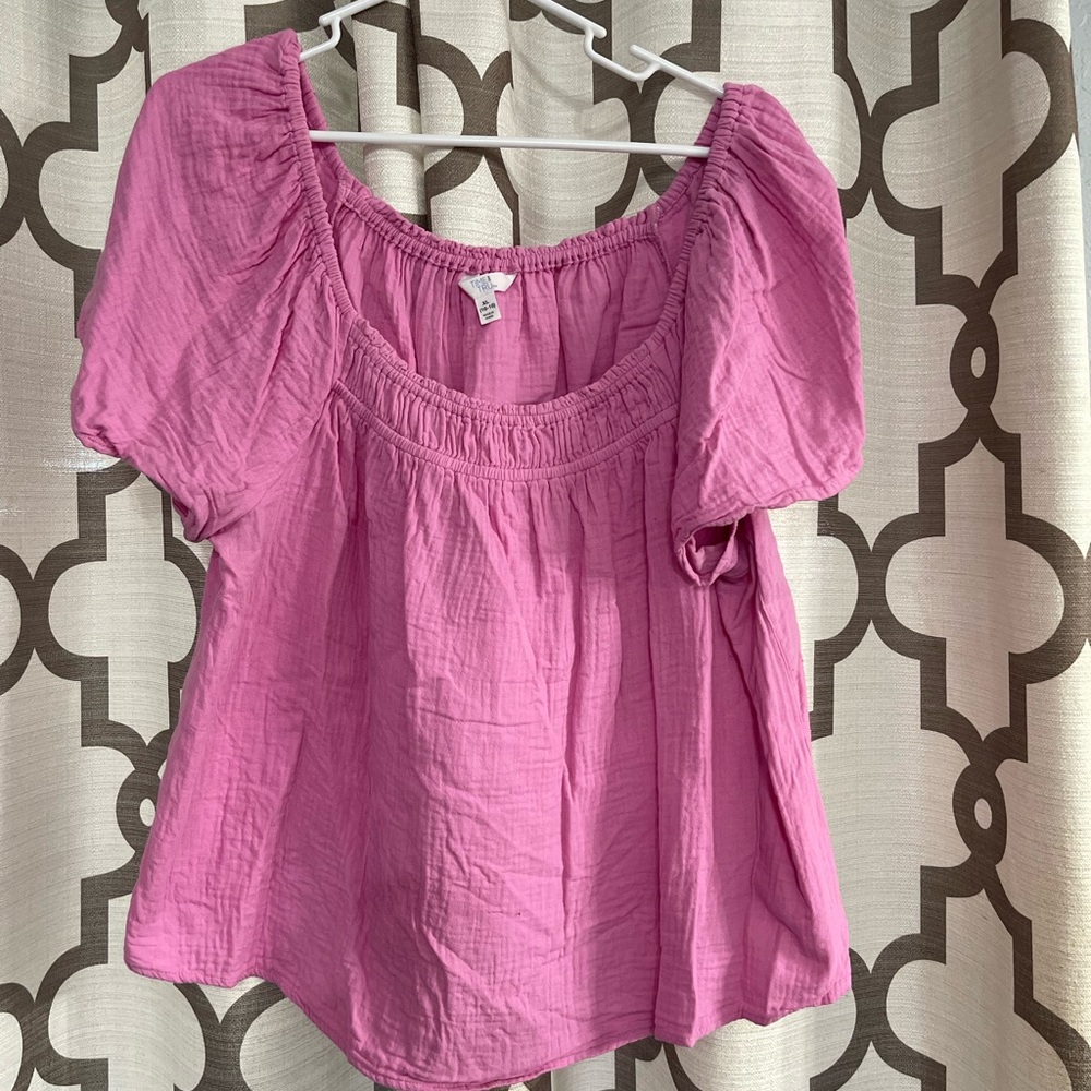 Time and Tru Women's Mauve Puff Sleeve Blouse